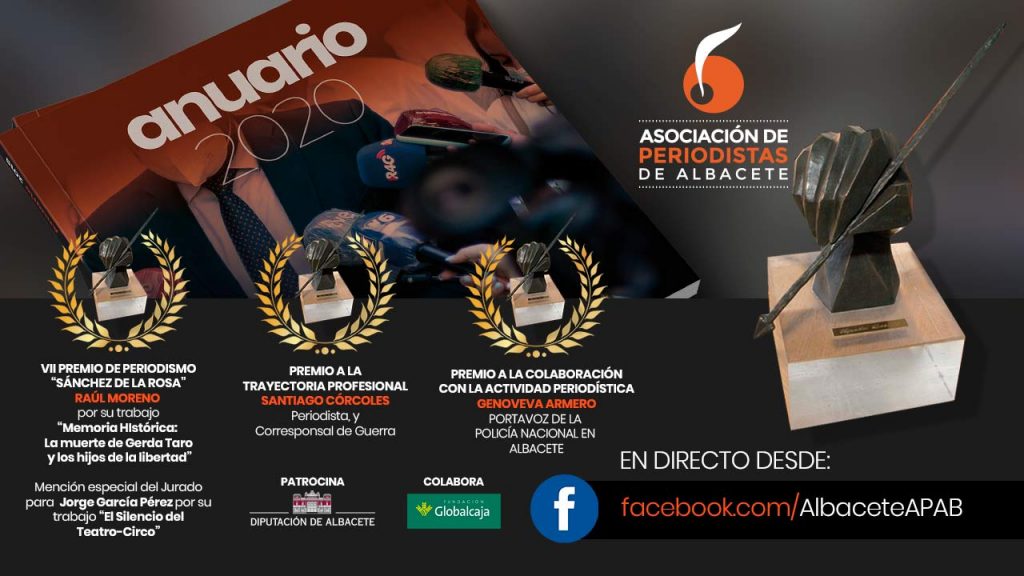 La Asociación de Periodistas de Albacete entrega este sábado 12 de junio sus Premios de Periodismo 2021.